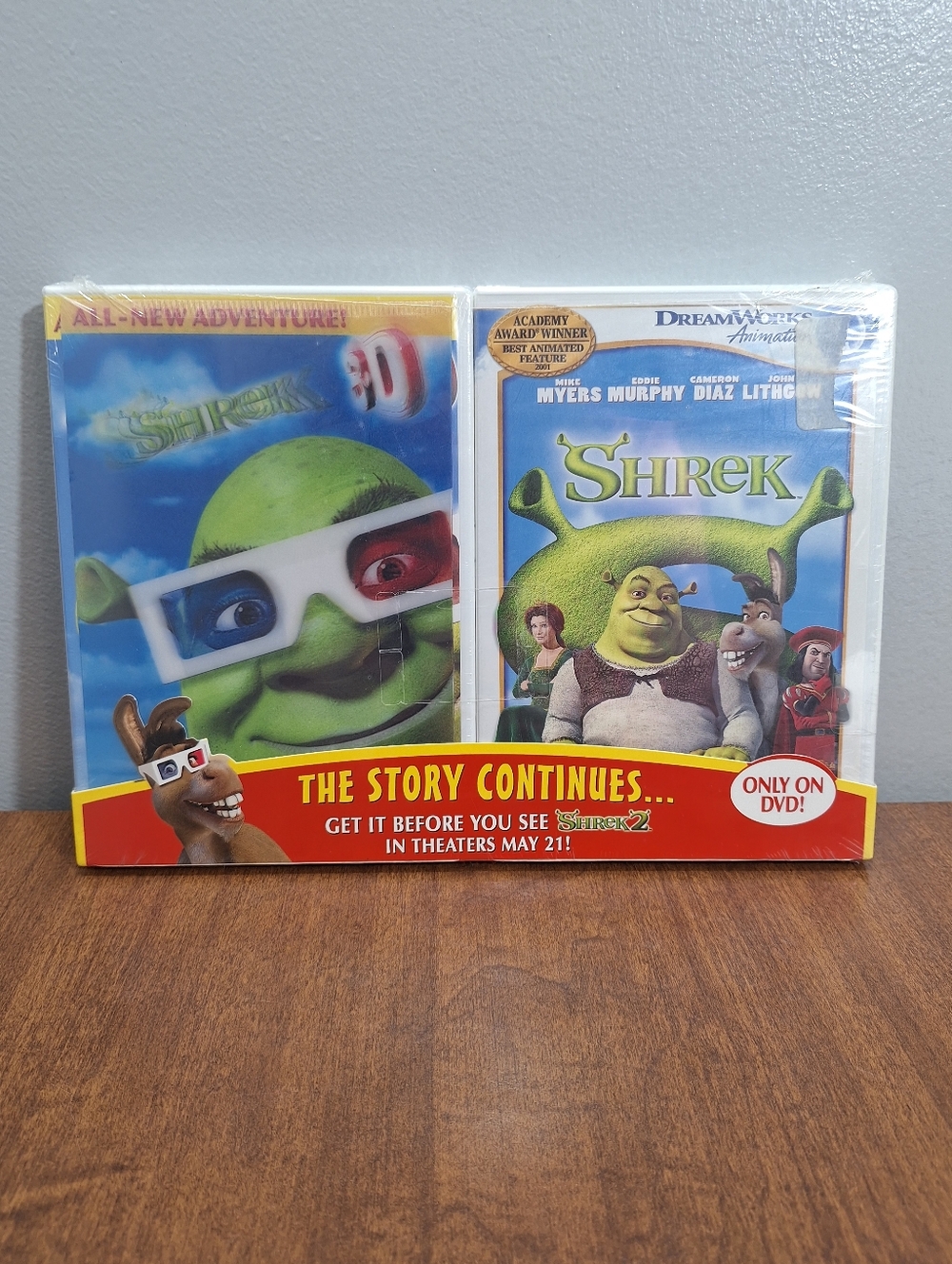 NOS 2004 Dreamworks Shrek & Shrek 3D DVD 2 Pack 4 Prs 3D Glasses Included Sealed